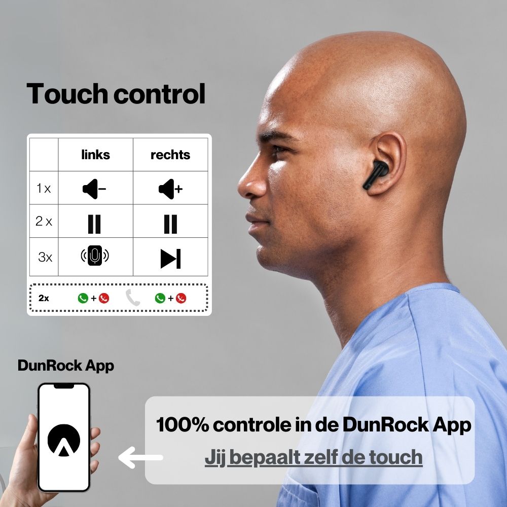 DunRock® Bubble - Draadloze oordopjes - Met ANC noise cancelling - Met mic