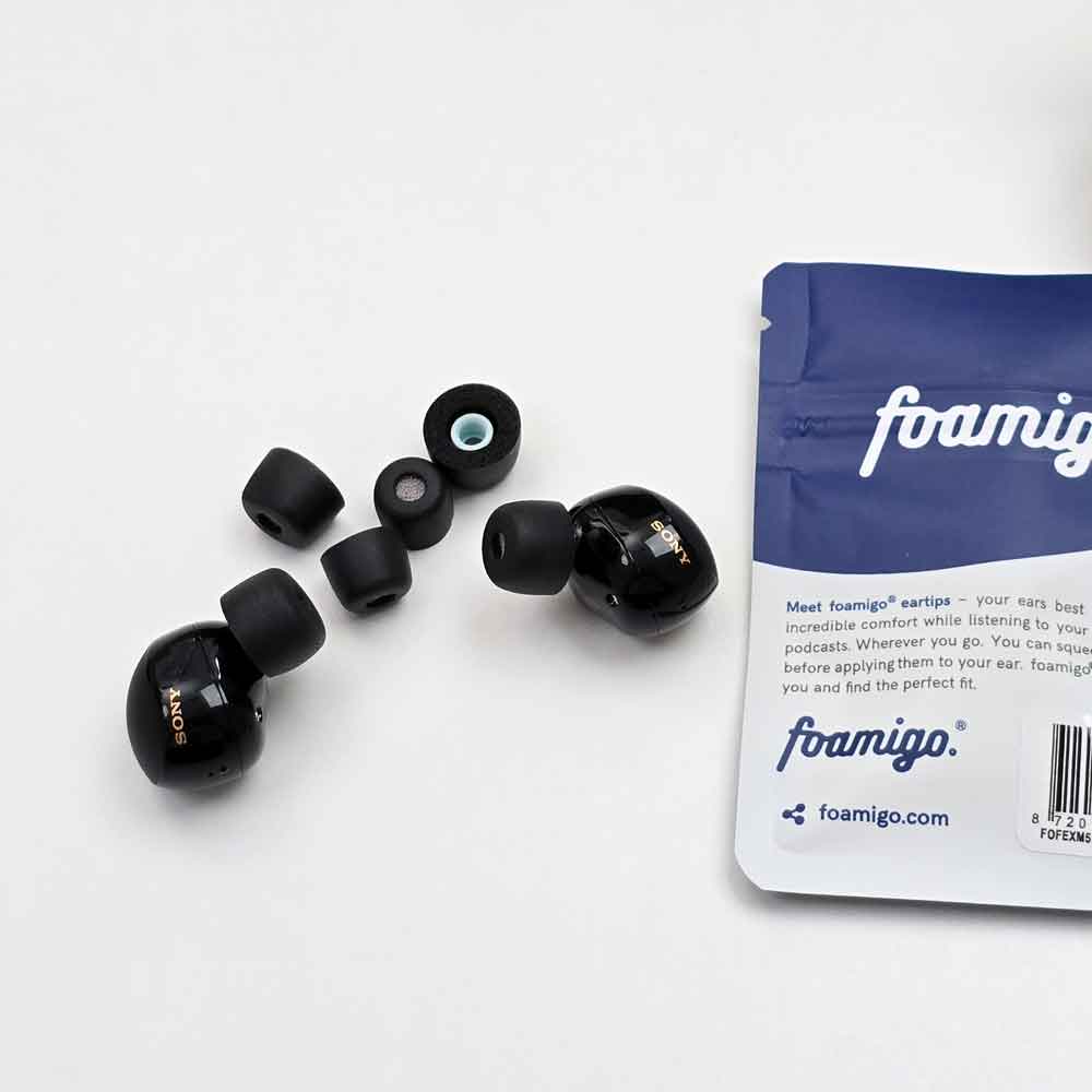 Foam eartips voor Sony WF-1000XM5 - memory foam opzet oortjes - foamigo®