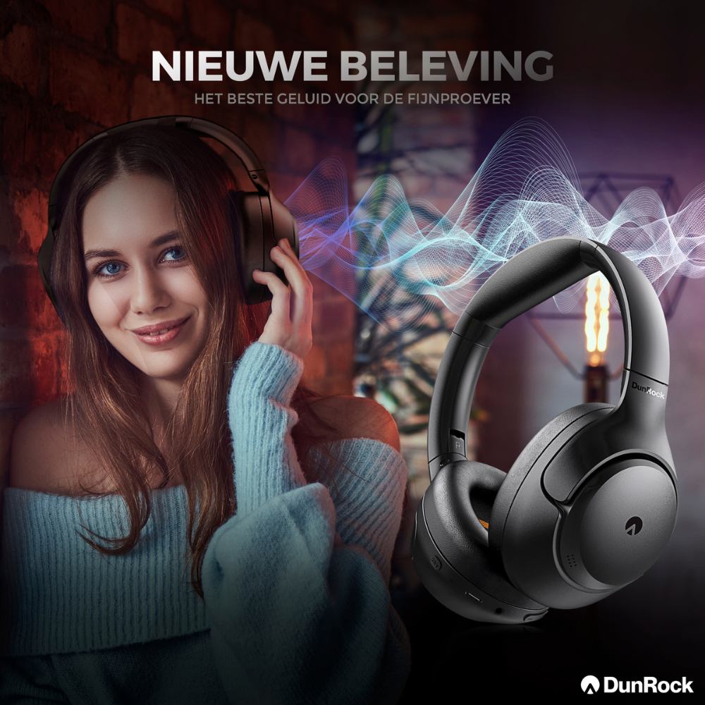 DunRock® Halo - Draadloze koptelefoon - ANC en multipoint - DunRock App voor iOS en Android - Met mic