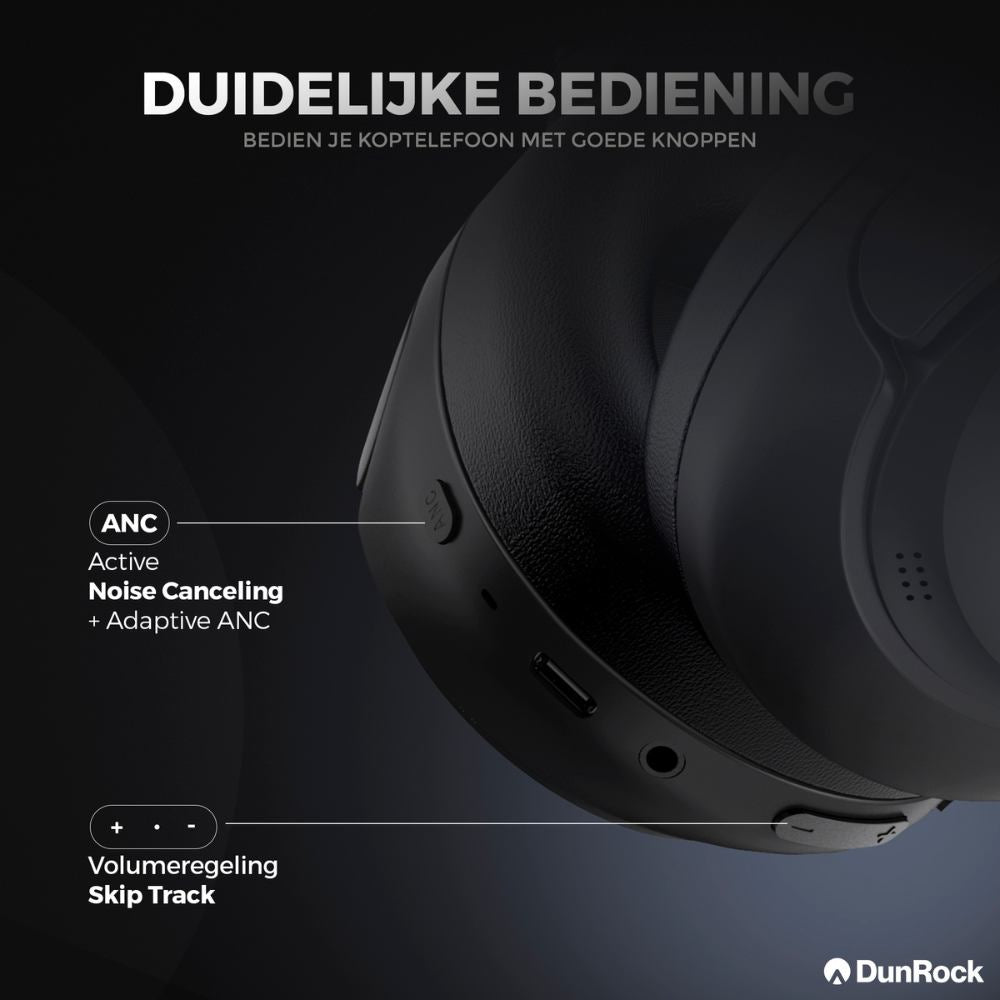 DunRock® Halo - Draadloze koptelefoon - ANC en multipoint - DunRock App voor iOS en Android - Met mic