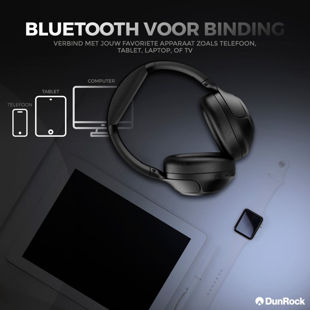 DunRock® Halo - Draadloze koptelefoon - ANC en multipoint - DunRock App voor iOS en Android - Met mic