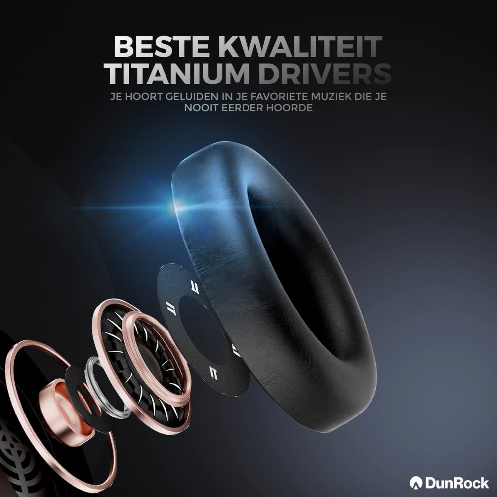 DunRock® Halo - Draadloze koptelefoon - ANC en multipoint - DunRock App voor iOS en Android - Met mic