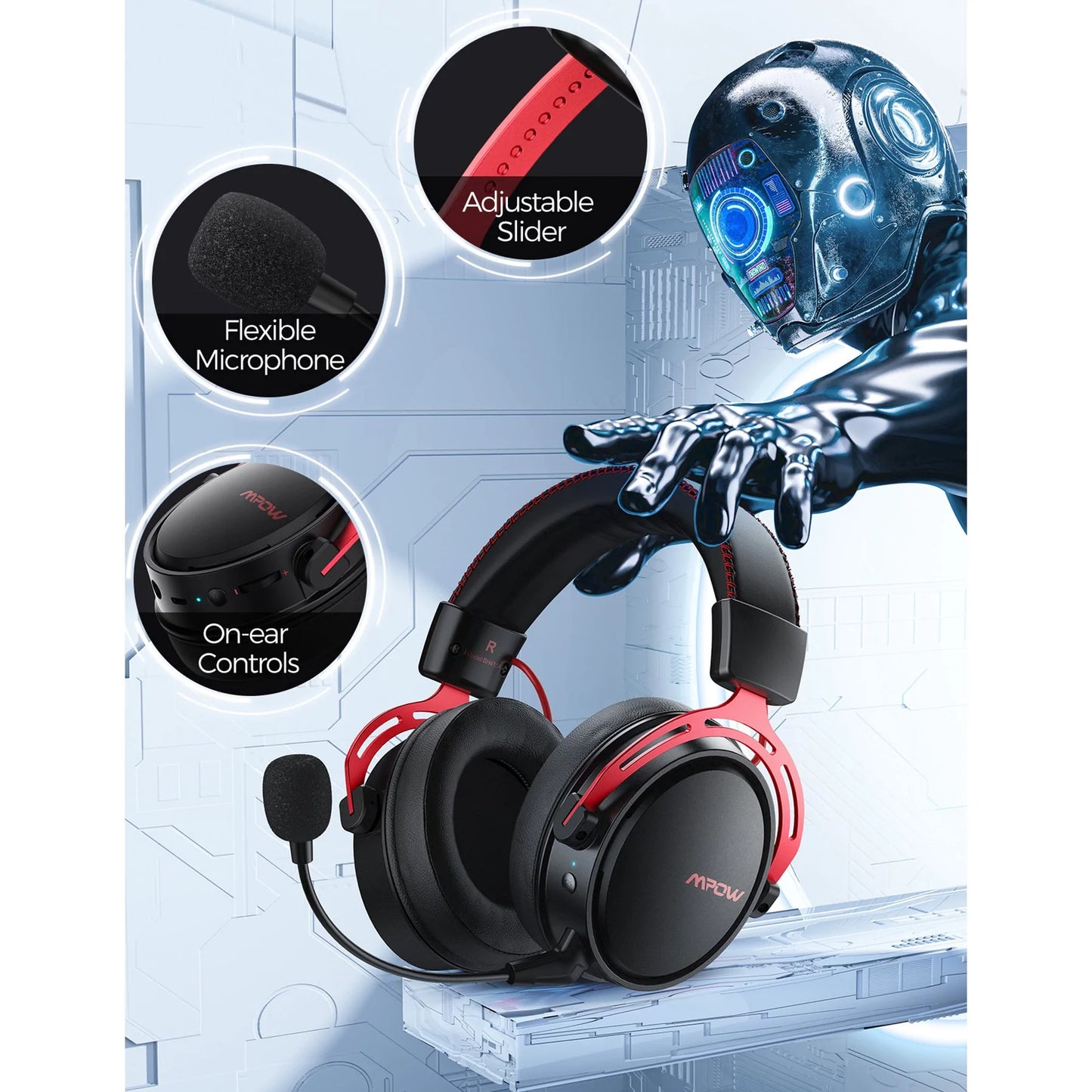 MPOW BH415 Air 2.4G Wireless Gaming Headset Zilver