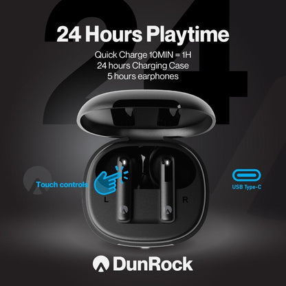 DunRock Semi - Draadloze oordopjes - Half in-ear - ANC noise cancelling - Multipoint - Met mic