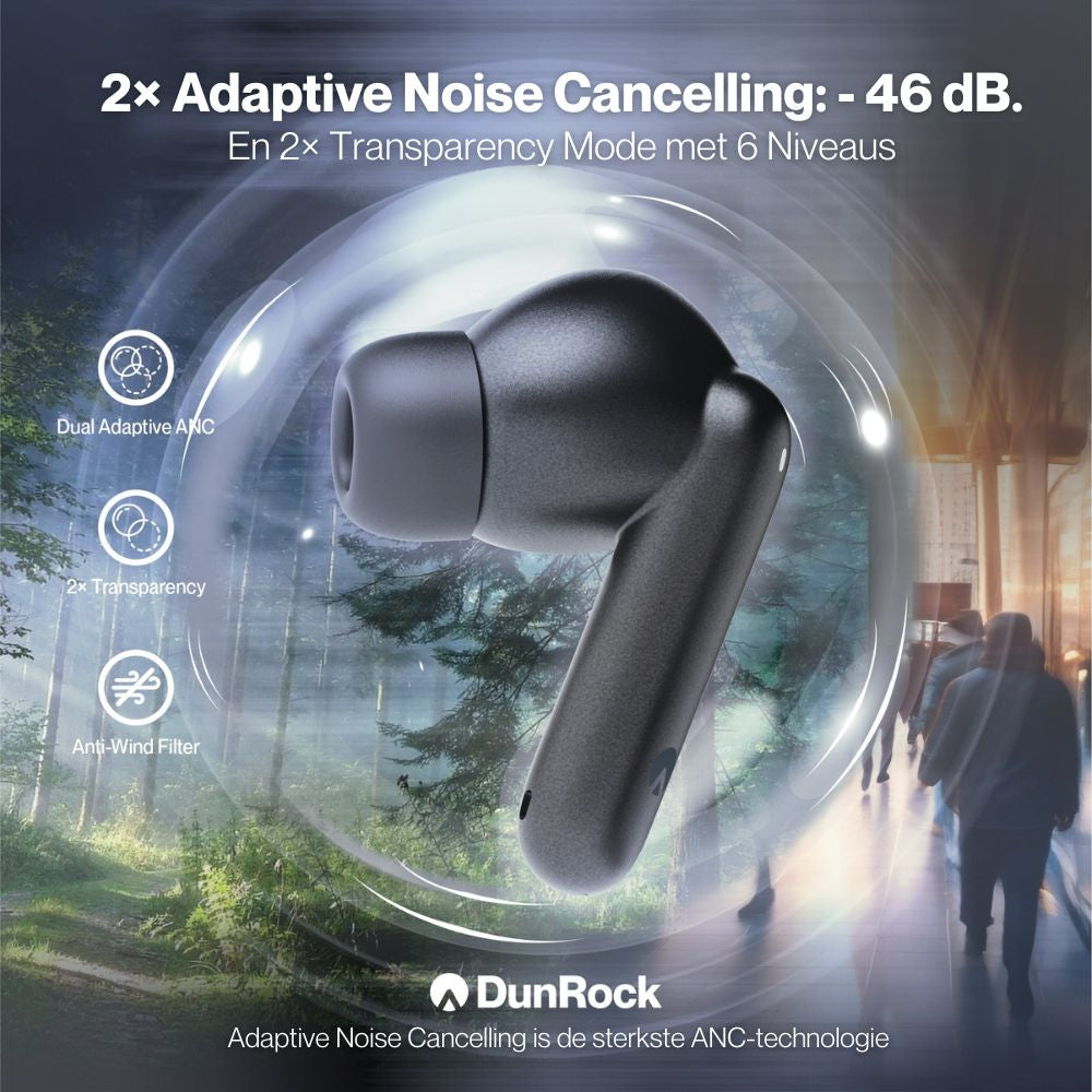 DunRock® Bubble Pro - Draadloze oordopjes - Met ANC - Met 6 mics - Multipoint