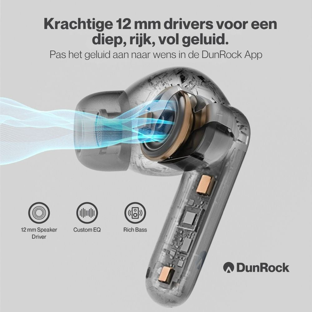 DunRock® Bubble Pro - Draadloze oordopjes - Met ANC - Met 6 mics - Multipoint