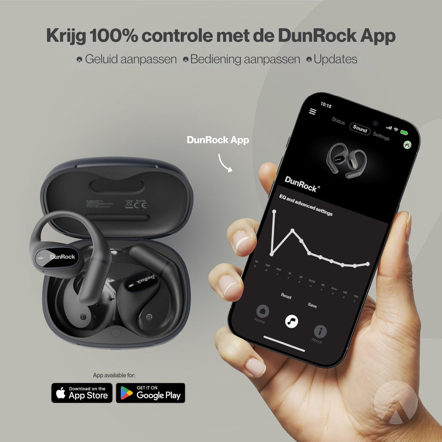 DunRock Air - Open Ear - Bluetooth Oordopjes met Oorboog