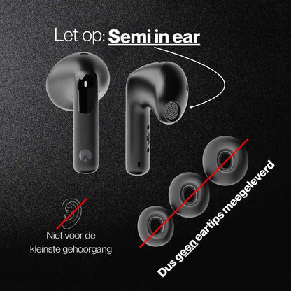 DunRock Semi - Draadloze oordopjes - Half in-ear - ANC noise cancelling - Multipoint - Met mic
