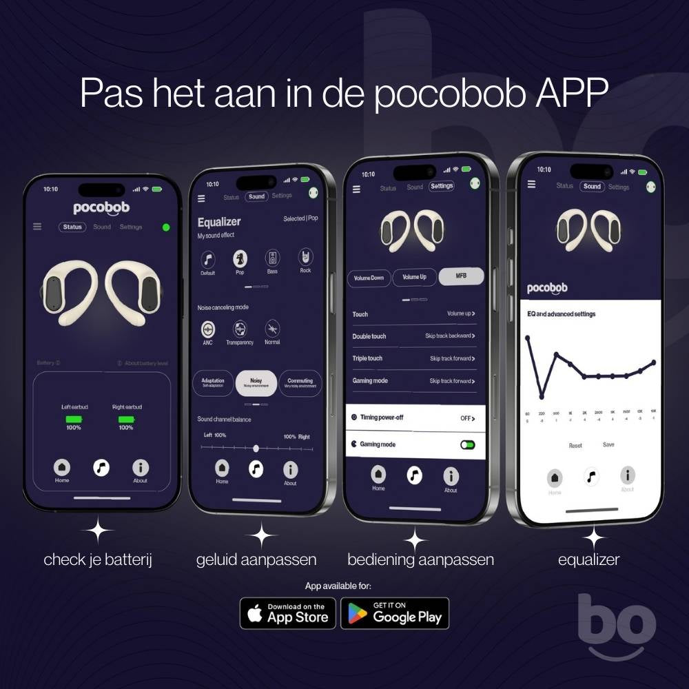 pocobob SP - Draadloze sport oordopjes - Hardloop oortjes - Oorboog achter oor