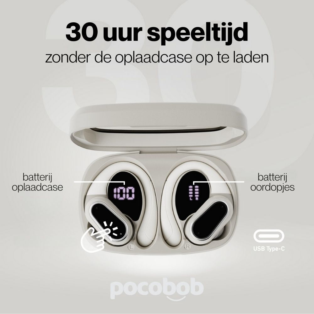 pocobob SP - Draadloze sport oordopjes - Hardloop oortjes - Oorboog achter oor