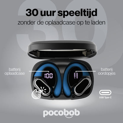 pocobob SP - Draadloze sport oordopjes - Hardloop oortjes - Oorboog achter oor